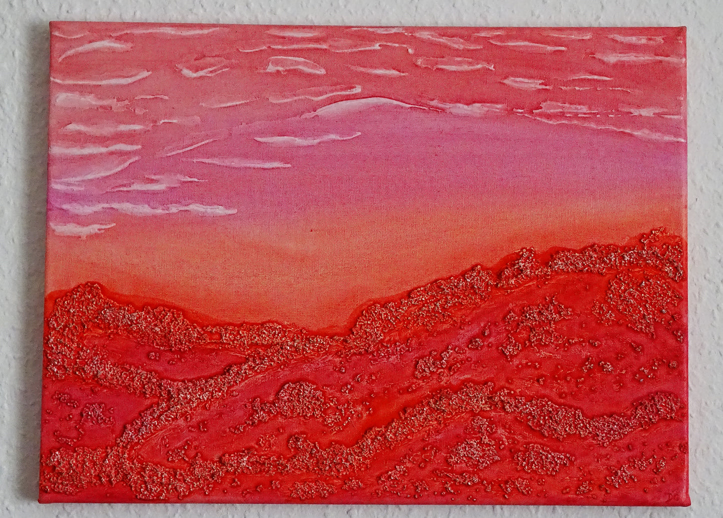 Silver Mountain in Red / Abstrakte Malerei / Acrylgemälde / 30 x 40 cm / Original