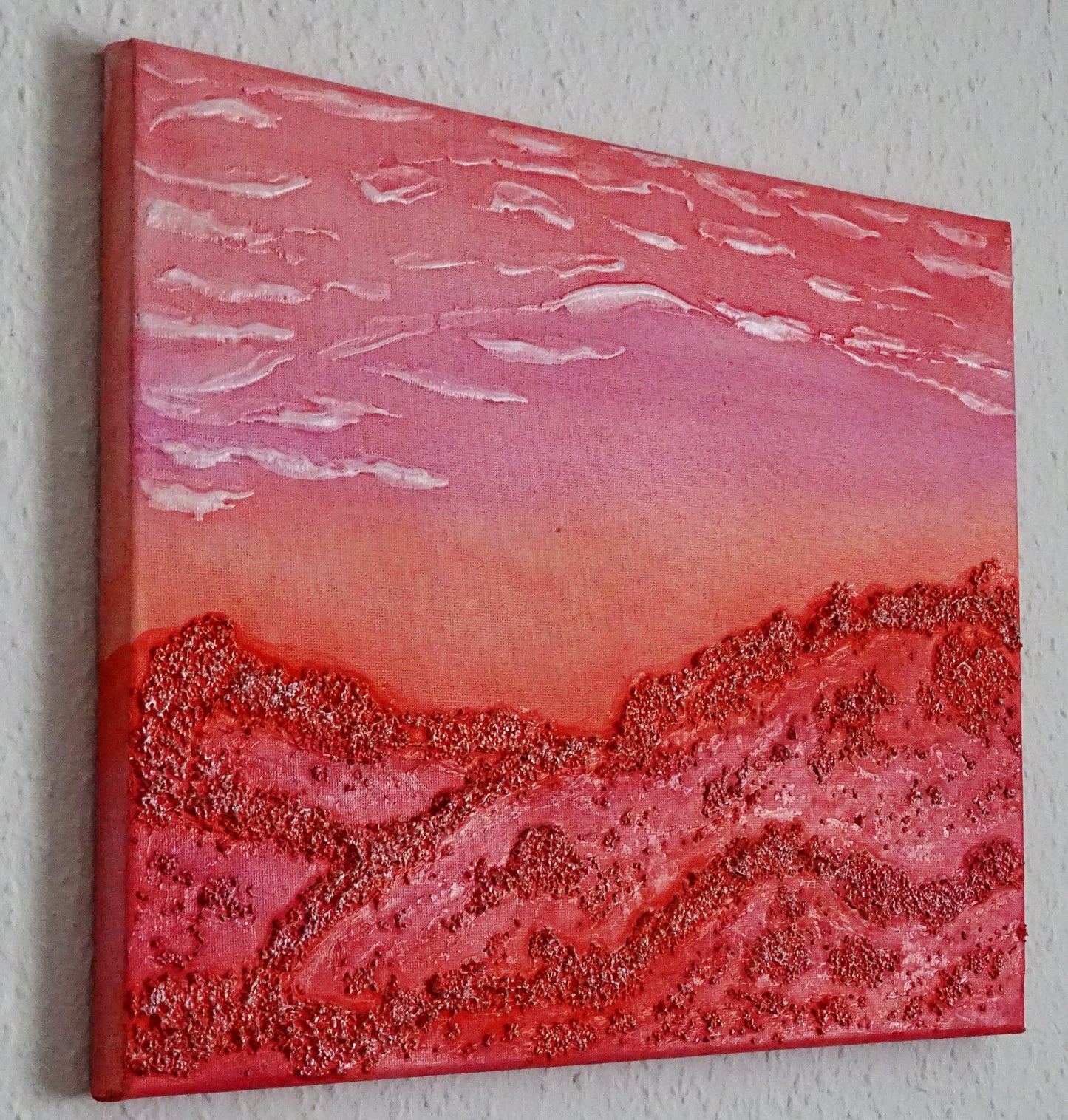 Silver Mountain in Red / Abstrakte Malerei / Acrylgemälde / 30 x 40 cm / Original