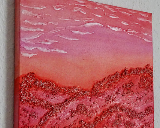 Silver Mountain in Red / Abstract painting / Acrylic painting / 30 x 40 cm / Original